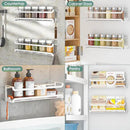 LUCYCAZ 4 Pack Wall Mounted Spice Rack with 16 Hooks, Spice Organizer Shelf for Stove Cabinet Pantry Door,Screw or Adhesive Spice Shelf Hanging Wall Spice Rack in Kitchen and RV (White, 4 PACK) by CozyNest Decor