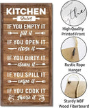 Hanging Rustic Wooden Kitchen Decor Sign, Printed Wood Wall Art, Funny Farmhouse Kitchen Wall Decor I1 by CozyNest Decor