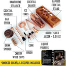 Bartender Kit with Whiskey Smoker - 13 pcs, Bamboo Stand - Bar Set with Cocktail Shaker, Bartending Kit with Essential Bar Accessory Tools, Wood Chips, Pink Gold by CozyNest Decor