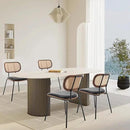 Rattan Dining Chairs Set of 2, Mid Century Modern Dining Chairs with Cane Back for Kitchen Dining Room, 19 Inch Faux Leather Black by CozyNest Decor