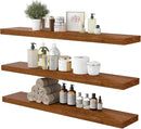 BAMEOS Floating Shelves, American Oak Wall Mounted Wooden Shelves with Invisible Brackets Set of 3, Hanging Wall Shelves Decoration for Bedroom, Bathroom, Living Room and Kitchen by CozyNest Decor