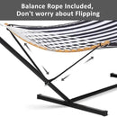 SUNCREAT Hammocks Extra Large Hammock with Stand Included, Double Hammock with Curved Spreader Bar, Black Stripes by GreenHaven Gardens