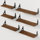 AMADA HOMEFURNISHING Wall Shelves Set of 6, Rustic Farmhouse Floating Shelves for Bedroom, Bathroom & Living Room, Brown Wood by TinyTreasures Baby Boutique