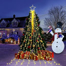 Christmas Star String Lights, 320 LED Waterfall Tree Lights with 13" Topper Star 8 Lighting Modes Indoor Outdoor Halloween Decorations for Holiday, Wedding, Party (Warn White)