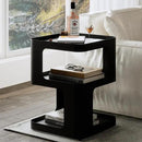 Side Table,Modern end Table,Unique nightstand,Bedside Table,Black Metal Night Stand with Storage,Accent Side Table for Couch,Bedroom,Living Room.No Assembly Required by CozyNest Decor