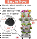 Vertical Planter 6 Tier Stackable Planters Garden Planters Strawberry Herb Flower and Vegetable Planter Indoor Outdoor Gardening Pots with Removable Wheels and Tools 2-Pack by GreenHaven Gardens