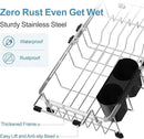 GSlife Expandable in Sink Small Dish Drying Rack - Stainless Steel Capacity Adjustable Over The Sink Dish Rack with Utensil Holder, 11.9“-16.7” L x 9" W x 5.7" H, Silver by CozyNest Decor