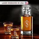Personalized Rectangle Whiskey Decanter Set for Men 700ml Luxury Gift for Dad, Him, Boyfriend - Liquor Decanters with 2 or 4 Glasses for Birthday, Retirement, Weddings - 24 Engraved Design Options by CozyNest Decor