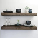 Modern Floating Shelves 3 Inches Thick for Wall, Wide Shelves for Kitchen, Living Room, Bedroom, and Bathroom, Natural Pine Wood, Rustic Wooden Shelf, (Set of 2) (Jacobean, 48Lx3Hx8D) by CozyNest Decor