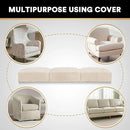 PrinceDeco Stretch Sofa Cushion Covers for Couches and Sofas,Soft Velvet Couch Seat Covers, Sofa Covers Washable, Seat Cushion Cover for 3 Couch Sofa Pet Friendly - Ivory, Each Width Up to 29.5" by CozyNest Decor