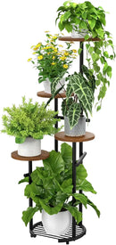 TOSKING 5 Tier Metal Plant Stand Indoor， Plant Shelf, Corner Shelf Flower Pot Stand for Outdoor Plant Stand for Living Room Balcony Garden Patio Bedroom (Black and Brown, 42in) by GreenHaven Gardens