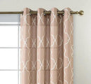 MIUCO Moroccan Embroidered Semi Sheer Curtains Faux Linen Grommet Curtains for Living Room 52 x 84 Inch 2 Panels Set, Taupe by CozyNest Decor