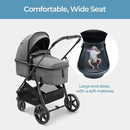 Mompush Wiz 2 in 1 Baby Stroller with Bassinet Mode, Convertible Infant Stroller for Newborn and Toddler with Reversible Seat and Large UPF 50+ Canopy by TinyTreasures Baby Boutique
