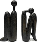 Thinker Decorative Bookends, Book Stopper Holder Nonskid, Book Ends for Shelves Living Room Office Home Decor, 1Pair/2Piece 9'' by CozyNest Decor