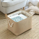 TheWarmHome Organization and Storage Basket for Organizing - 3 Pack 16x12x12 inch Cube Fabric Storage Cubes, Storage Bin for Shelves Gift Closet Organizer Cloth Toy (Beige) by TinyTreasures Baby Boutique