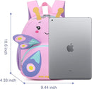 3D Butterfly Toddler Backpack - Cute Animal Cartoon Mini Travel Bag for Girls 1-3 Years,Waterproof Kids Preschool Backpack with Personalized Design (Butterfly Style) by TinyTreasures Baby Boutique