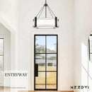 20.4''Drum Chandelier,5-Light Fabric Modern Chandeliers,Black Farmhouse Round Pendant Light Fixture for Dining Room Kitchen Island Living Room Bedroom Hallway by CozyNest Decor
