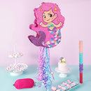WERNNSAI Foldable Mermaid Pinata - Pull String Mermaid Birthday Party Supplies Extendable Mermaid with Blindfold Bat and Tassels Mermaid Party Decoration Folding Mermaid Girl Piñatas for Game by TinyTreasures Baby Boutique