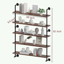 Industrial Pipe Wall Shelves Pipe Shelving with Real Wood Plank ,48 Inches Floating Shelves for Wall Farmhouse Pipe Book Shelves Dark Brown 5 Tier for Kitchen,Living Room Decor and Bar Shelving by CozyNest Decor