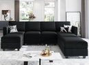Belffin Modular Sectional Sofa U Shaped Sectional Couch with Reversible Chaises Velvet Modular Sofa with Storage Seat Black by CozyNest Decor