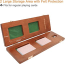 Cribbage Board Game Set 3 Tracks, Plusvivo Solid Oak Wood Cribbage Boards Unique with 9 Metal Pegs & 2 Storage Area, 15.5 X 4.9 X 1.2 in Travel Portable Cribbage Game Sets for Family by TinyTreasures Baby Boutique
