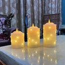 Battery Operated Flameless LED Candles: with Embedded String Lights, 3 Pack Flickering Electric Candle with 10-Key Remote Control for Seasonal Festival Celebration Real Wax(Batteries not Included) by GreenHaven Gardens