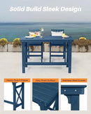 3 Pieces HDPE Outdoor Patio Bar Set, Rectangular Outdoor Bar Height Table and Chairs Set, Adirondack Patio Bar Stools Set, Outdoor Bar Table and Chairs Set for Balcony, Poolside, Porch, Navy by GreenHaven Gardens