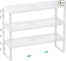 Expandable Spice Rack,Stackable Storage for Cabinet, Multi-Functional Kitchen Shelving,Height-Adjustable,Sustainable Organizer Solution(3Packs/White/Medium) by CozyNest Decor