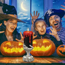 Wondise Halloween Flameless Candles with Ghost Hand, Battery Operated LED Black Candles with 6hrs Timer, Real Wax Pillar Candles with Flickering 3D Wick for Halloween Home Theme Party Decor by CozyNest Decor