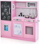 HONEY JOY Pink Kids Kitchen Playset, Wooden Little Chef Pretend Toy Kitchen Set w/Chalkboard, Telephone, Utensils, Oven, Microwave, Sink, Play Kitchen for Toddlers, Gift for Boys Girls, Pink by TinyTreasures Baby Boutique