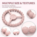 3 Pack Baby Teething Toys 3-6 Months, Silicone Ring Teethers for Babies 6-12 Months, Freezer Safe Chew Toy with Textured Grip for Boys Girls Teething Relief, Infant Easter Gift (Sandy Rose Pink) by TinyTreasures Baby Boutique