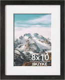 IBUYKE 8x10 Picture Frame,Solid Oak Wood 8x10 Photo Frame with Mat to 5x7,10x8 Picture Frames With Tempered Glass,Tabletop or Wall Mount Display,Home Decor,Black Oak 8 x 10 Frame,UWPF0810B by CozyNest Decor