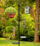 Premium Bird Feeding Station with 2 Bird Feeders Included for Outside - Multi Feeder Pole Stand Kit with 4 Hangers, Bird Bath and 5 Prong Base for Attracting Wild Birds - 22 Inch Wide x 91 Inch Tall by GreenHaven Gardens