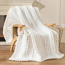 Esterra 100% Hand Knitted Chenille Throw Blanket, 50"x60", White, Polyester, Chunky Knit, Throw Blanket, 50x60 Inches by CozyNest Decor