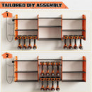 Power Tool Organizer with Charging Station Wall Mount, 3 Layer Expanded Heavy Duty Garage Organization, 45.5 Inch Length Garage Tool Storage, 8 Drills, 2 Assemble Method, Orange by GreenHaven Gardens