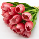 Buart Artificial Tulip in Bulk for Home Kitchen Wedding Bridal Bouquet,Fake Flowers for Mother's Day Easter Table Centerpieces Decorations(Large Size,Hot Pink,Real-Touch,12pcs) by CozyNest Decor