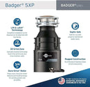 InSinkErator Badger 5XP Garbage Disposal with Power Cord, Standard Series 3/4 HP Continuous Feed Food Waste Disposer, Badger 5XP W/C by CozyNest Decor