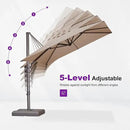 PURPLE LEAF 10 Feet Patio Cantilever Umbrella Square Outdoor Umbrella with 360° Rotation and Aluminum Offset Hanging for Garden Backyard Pool, Taupe by GreenHaven Gardens