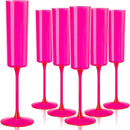 Ciaell 24 Pack Plastic Champagne Flutes - Hot Pink 6 Oz Disposable Champagne Glasses - Square Plastic Toasting Glasses for Party Birthday Anniversary Wedding by CozyNest Decor