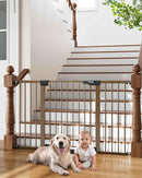 Cumbor 29.7-54.2" Wide Baby Gate for Stairs, Mom's Choice Awards Winner-Self Closing Dog Gate Indoor for Doorways, No Drilling Pressure Mounted Pet Gates for Kids, Easy Walk Through Safety Gate, Brown by TinyTreasures Baby Boutique
