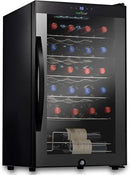 Nutrichef 24 Bottle Wine Fridge | Single Zone Wine Chiller | Adjustable Temperature Control 41°F to 64°F | Ultra Quiet Operation | Wine Cooler For Home & Office | Free Standing 29x16x17 IN by CozyNest Decor