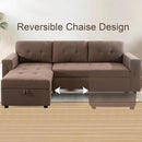 Naomi Home Transform Any Space: Sleeper Sectional Sofa with Convertible Sofa Bed & Inviting Chaise. Find Tranquil Comfort with Stress-Relieving Design & Durable Cushions - Mocha/Velvet by CozyNest Decor
