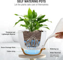 Self Watering Hanging Planters 10 inch, 2 Pack Hanging Baskets for Indoor Outdoor Plants, Hanging Flower Pots with Drainage Holes & 2 Kinds of Plant Hangers for Garden Home Décor, White Brown by GreenHaven Gardens