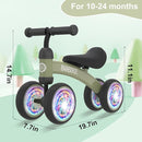 Baby Balance Bike Toys for 12-36 Months Kids Toy Boy and Girls Gifts Toddler Best First Birthday Gift Children Walker No Pedal Infant 4 Wheels Bicycle (Colorful, Deep Green-Light) by TinyTreasures Baby Boutique