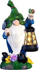 Solar Gnome Garden Figurine Yard Lights with Solar Lights Lantern & Shovel - Outdoor Yard Art Lawn Ornaments for Porch Patio Balcony - Gnome Gifts for Women Mom by CozyNest Decor