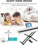 MUSTAR Digital Piano 88 Key Weighted with Stand, 88 Key Semi Weighted Keyboard Piano MEP-1000, Portable Electric Piano Keyboard 88 Keys with Bluetooth Connection, Case, Sustain Pedal, MDF, White by TinyTreasures Baby Boutique