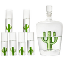 Tequila Decanter Set with Cactus Decanter and 6 Cactus Shot Glasses Set, Perfect for Holiday Gifts for Tequila Lovers, 25 Ounce Bottle, 3 Ounce Shot Glasses Cinco De Mayo, Reposado Gift (Cactus)