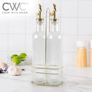 COOK WITH COLOR Glass Olive Oil Dispenser Bottle - 2 Pack, 17 oz Cruet - Elegant Carafe Decanter with Spout for Kitchen, Suitable for Vinegar, Coffee Syrups & Other Liquids by CozyNest Decor
