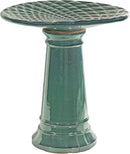 Sunnydaze Rennes Outdoor Ceramic Bird Bath - 22.5" H - UV- and Frost-Resistant - Glazed Bowl and Pedestal with Turquoise Finish by GreenHaven Gardens