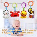 Baby Toys, Cartoon Animal Hanging Rattle Toys, Handbells Baby Rattles, Baby Bed Crib Car Seat Travel Stroller Toys for Infant, Best Birthday Gift for Newborn, 4 Pack by TinyTreasures Baby Boutique